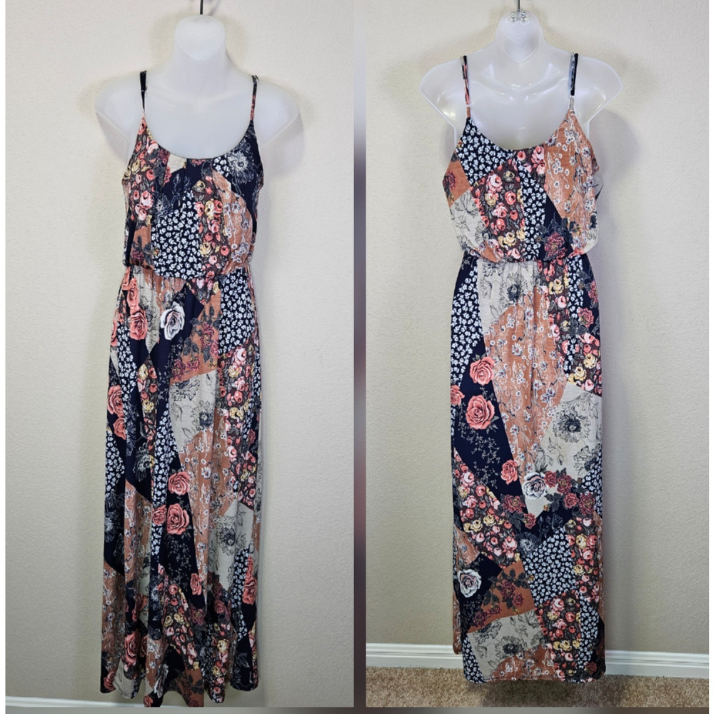 Naif Patchwork Maxi Dress M Floral Cottagecore Boho Sleeveless Summer Sundress